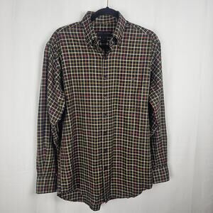 Scott Barber Plaid Button Front Shirt Modern Mens Medium Minimalist